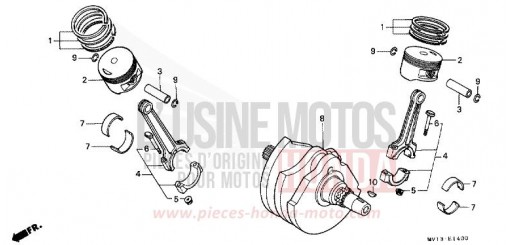 ARBRE VILEBREQUIN/PISTON XRV750M de 1991